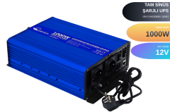 1000 Watt Tam Sinüs Akü Şarjlı Ups İnverter 12Vdc-230Vac