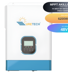 6.2KVA 6200 Watt Tam Sinüs Akıllı 120A (H.V. 60-450Vdc) MPPT İnverter 48Vdc-230Vac 6.2kW