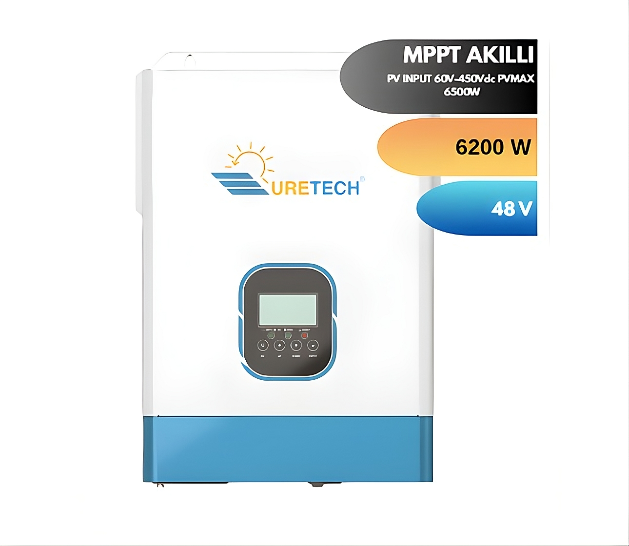 6.2KVA 6200 Watt Tam Sinüs Akıllı 120A (H.V. 60-450Vdc) MPPT İnverter 48Vdc-230Vac 6.2kW